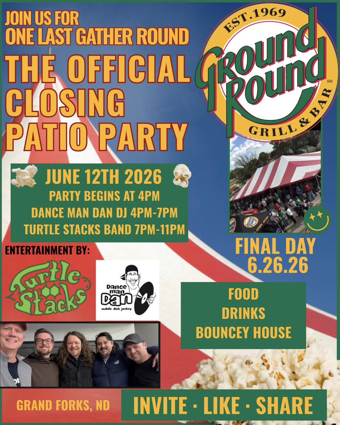 Ground Round closing party 2026 poster